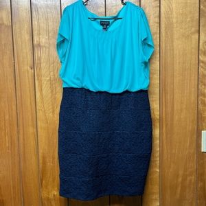 Teal and dark blue dress. Size 20W.